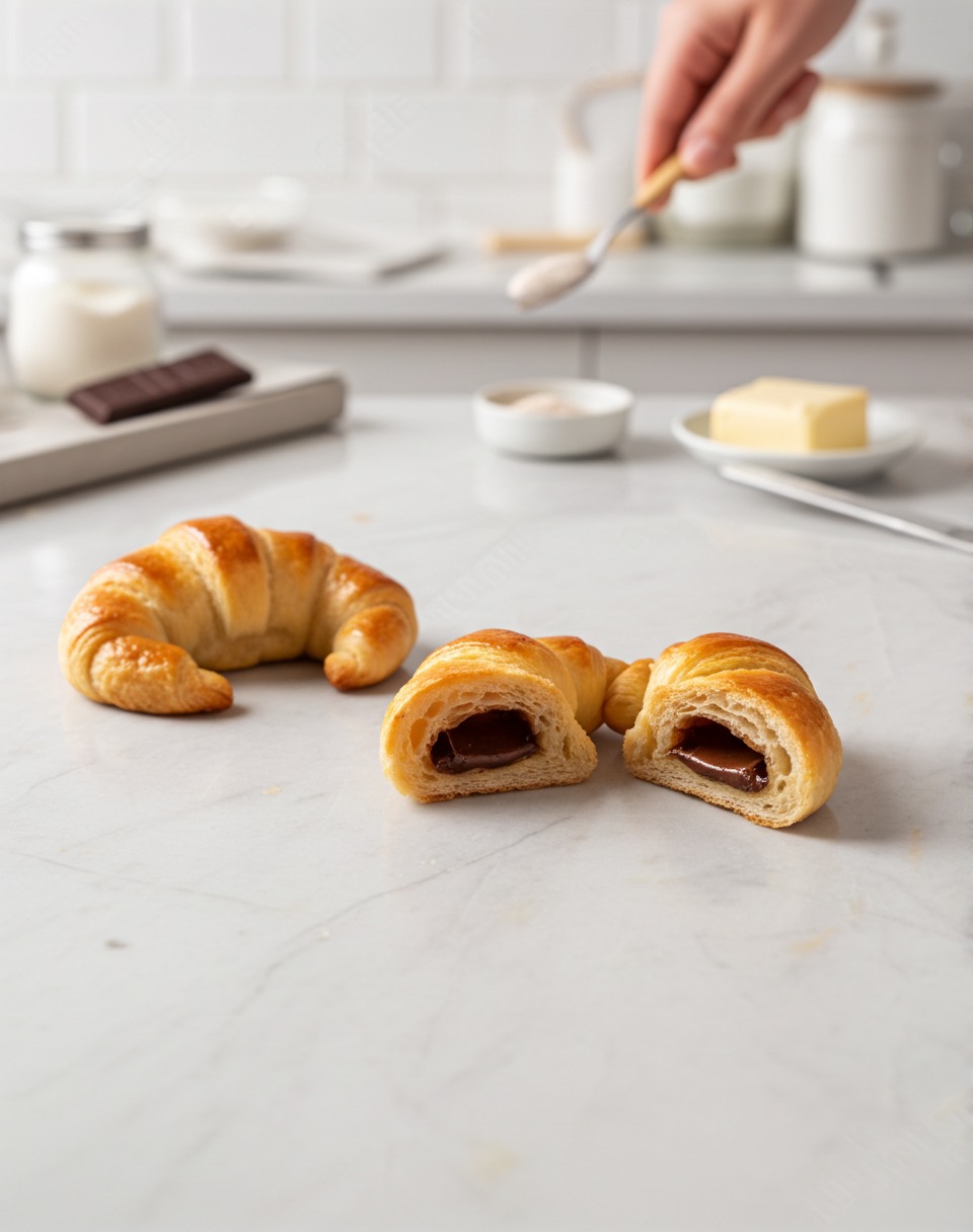 Medialunas rellenas de chocolate caseras con delivery en Caracas