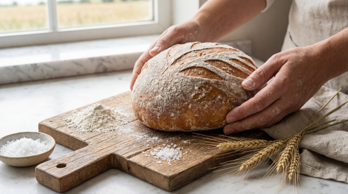 Pan artesanal de masa madre recién horneado - Vulavi Caracas
