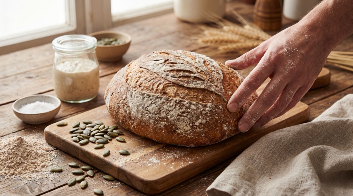 Pan integral con semillas de calabaza hecho a mano